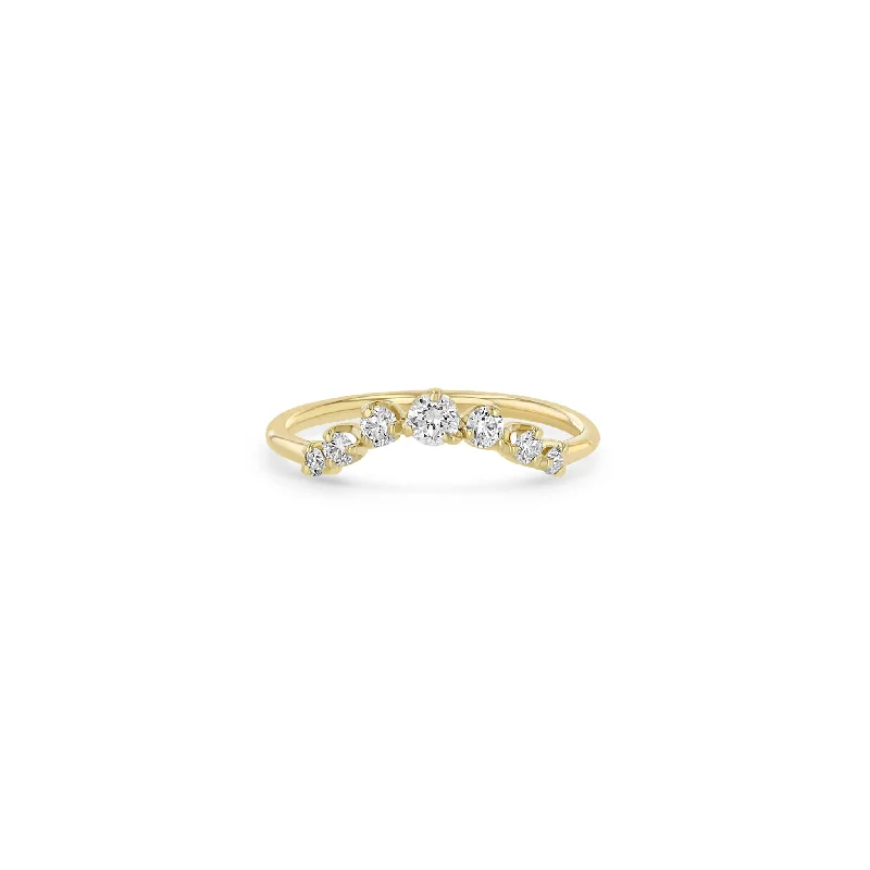 14k Graduated Prong Diamond Curved Bar Ring