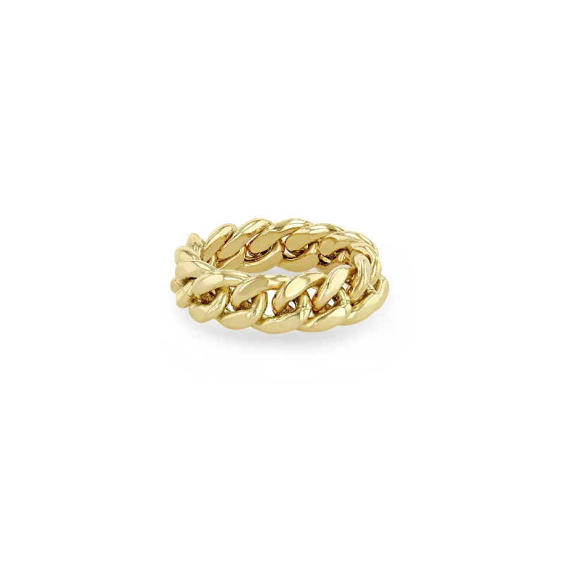 14k Gold Large Curb Chain Ring