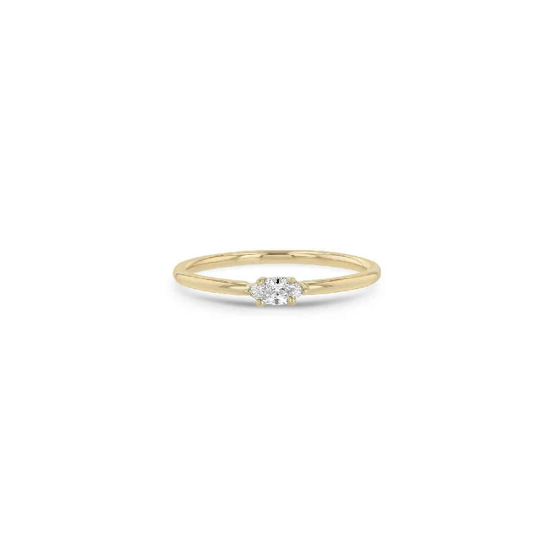 14k Marquise Diamond Thick Band Ring