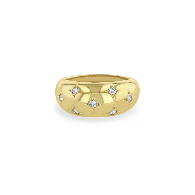 14k Scattered Star Set Diamonds Medium Aura Ring