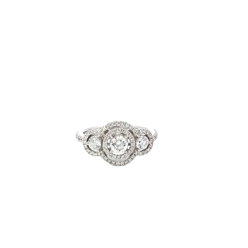 White Gold Diamond Ornate Halo Ring