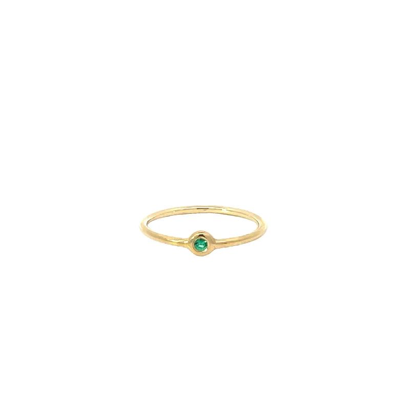 Yellow Gold Bezel Set Emerald Ring