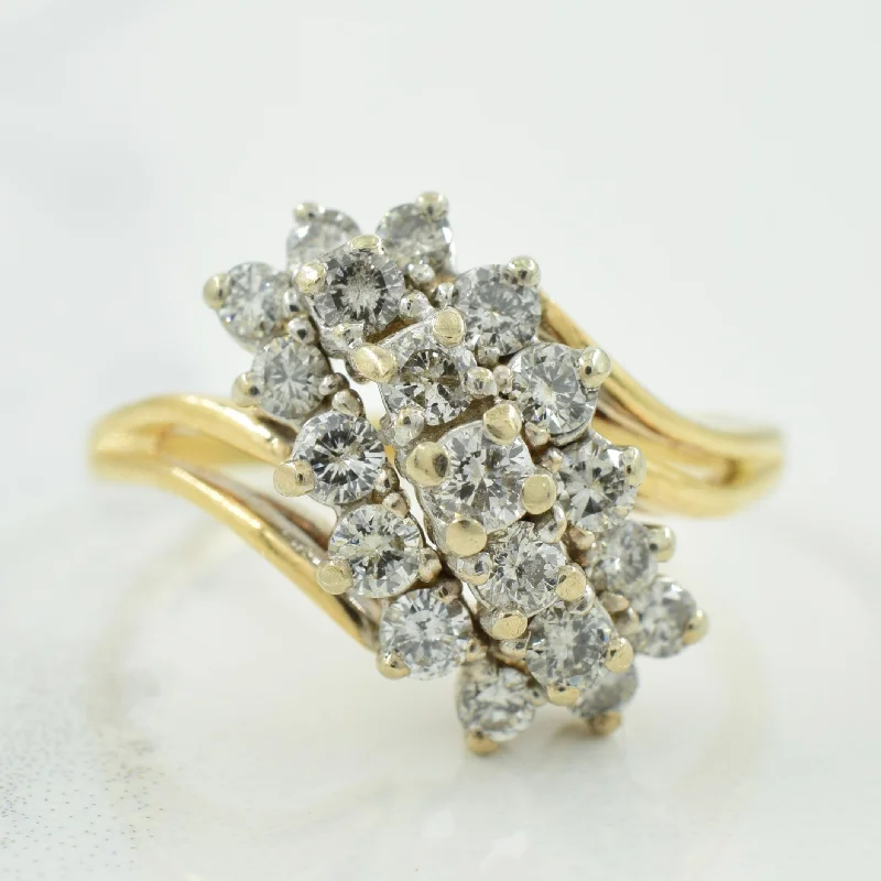 Bohemian-Inspired Jewelry For Free-Spirited Fashion Cluster Diamond Bypass Ring | 0.76ctw | SZ 8.75 | Bohemian-Inspired Jewelry For Free-Spirited Fashion Cluster Diamond Bypass Ring | 0.76ctw | SZ 8.75 |
