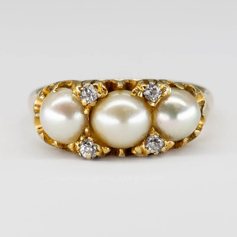 Timeless Elegance, Temporary Discounts – Act Fast Antique Victorian Half Akoya Pearl and Old Mind Cut Diamond Ring | SZ 8