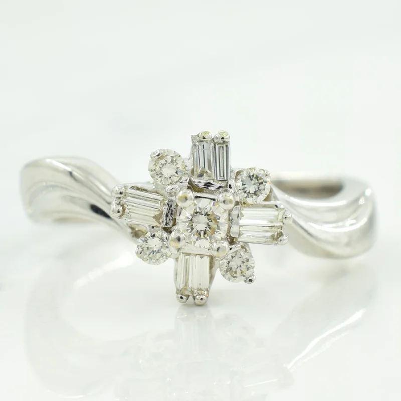 Trendy Minimalist Jewelry For Everyday Wear Diamond Bypass Ring | 0.26ctw | SZ 7.25 |