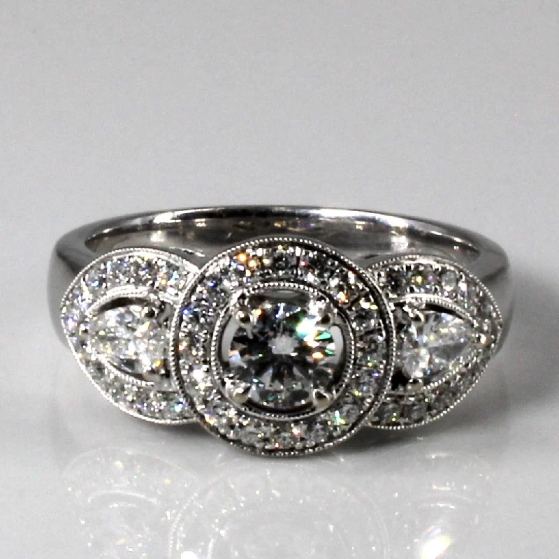 Premium Jewelry, Premium Discounts – Act Fast Milgrain Detail Halo Diamond Engagement Ring | 0.83ctw | SZ 6.5 | Premium Jewelry, Premium Discounts – Act Fast Milgrain Detail Halo Diamond Engagement Ring | 0.83ctw | SZ 6.5 |