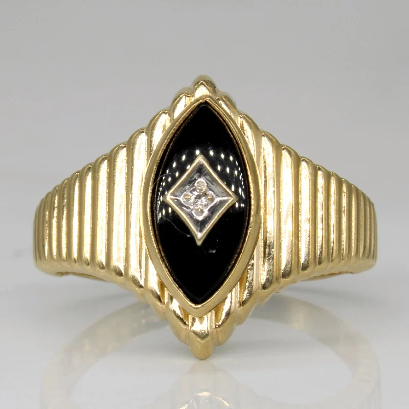 Seasonal Jewelry Deals – Elevate Your Style Onyx & Diamond Cocktail Ring | 1.50ct, 0.01ct | SZ 8 |