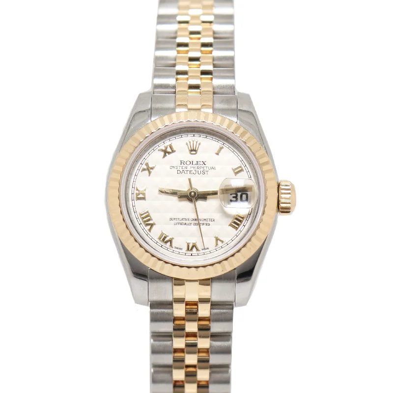 Breathtaking Jewelry At Limited-Time Savings Rolex Ladies Datejust Yellow Gold and Stainless Steel 26mm Ivory Pyramid Roman Dial Reference# 179173 Breathtaking Jewelry At Limited-Time Savings Rolex Ladies Datejust Yellow Gold and Stainless Steel 26mm Ivory Pyramid Roman Dial Reference# 179173