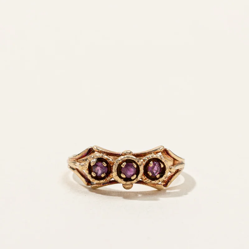 Jewelry Sale Bonanza – Grab Your Sparkle Now Three Stone Ruby Ring | 0.12ctw | SZ 5 |
