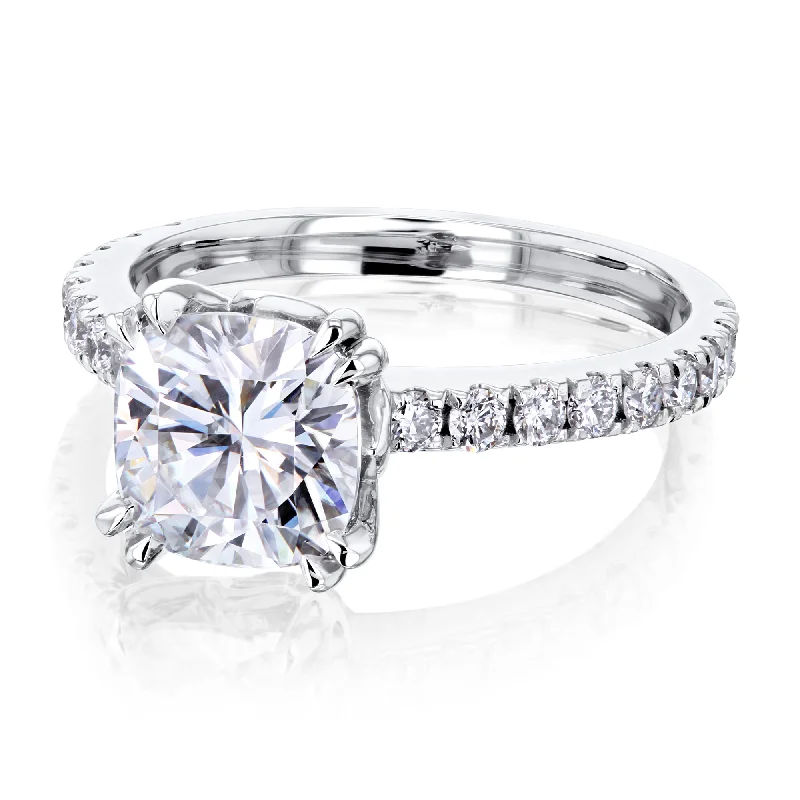 2ct Cushion Forever One Moissanite Ring