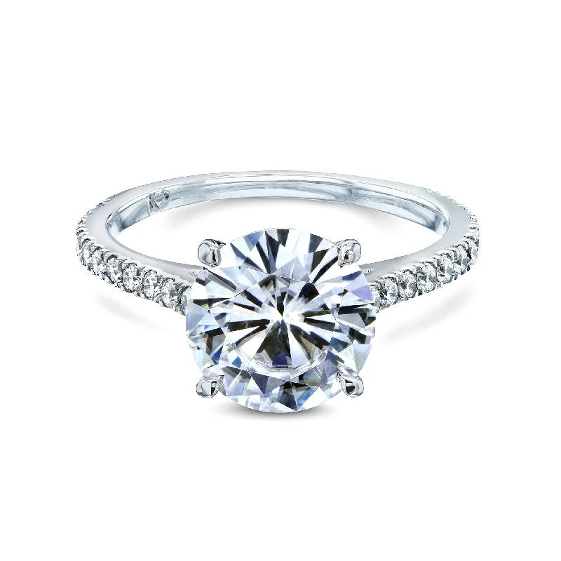 Basket Cathedral 9mm Moissanite and Diamond Ring