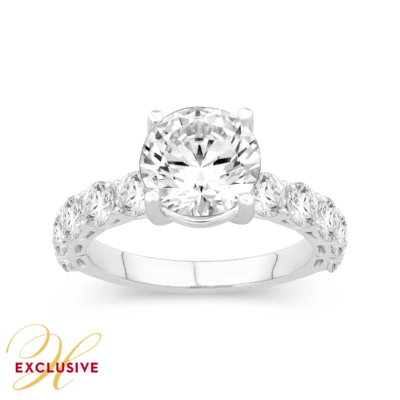 CLASSIC STYLE WHITE GOLD ENGAGEMENT RING SETTING WITH SIDE DIAMONDS, 1.73 CT TW