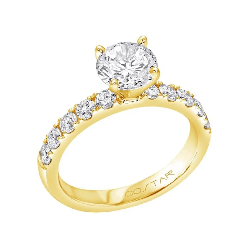 CLASSIC YELLOW GOLD ENGAGEMENT RING SETTING WITH 10 DIAMONDS, .68 CT TW