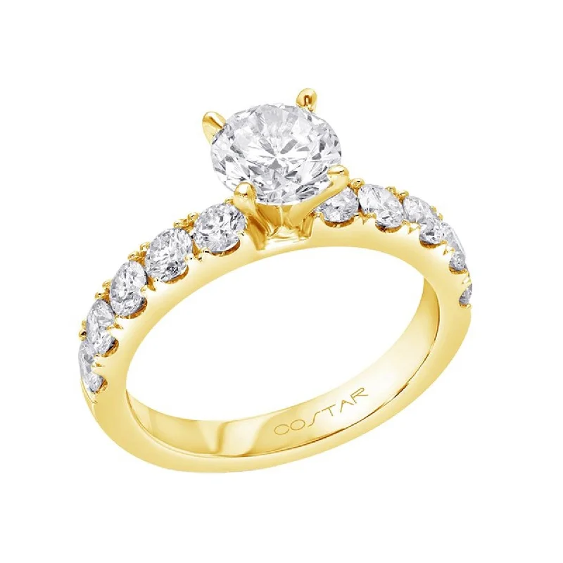 CLASSIC YELLOW GOLD ENGAGEMENT RING SETTING WITH 10 DIAMONDS, .93 CT TW