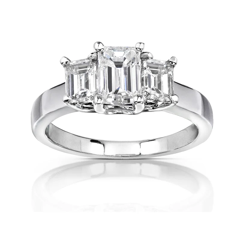 Seasonal Jewelry Sale – Upgrade Your Collection 1ct Emerald-cut Moissanite 3-Stone