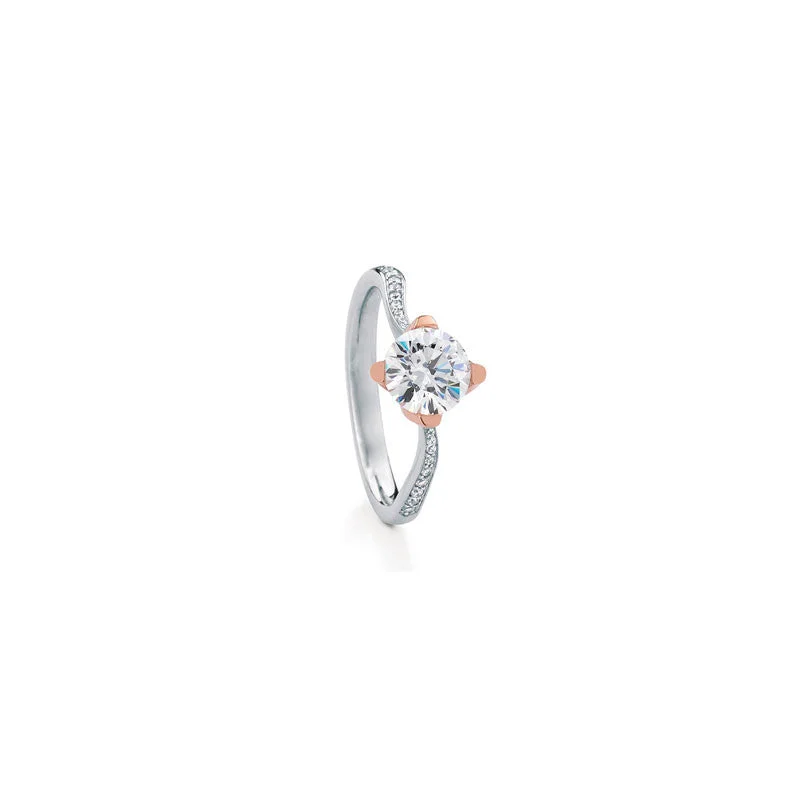 Rockrose Pave Round Brilliant Diamond Engagement Ring