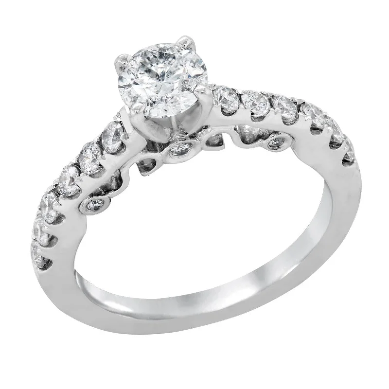 MODERN WHITE GOLD ENGAGEMENT RING, 1.12 CT TW