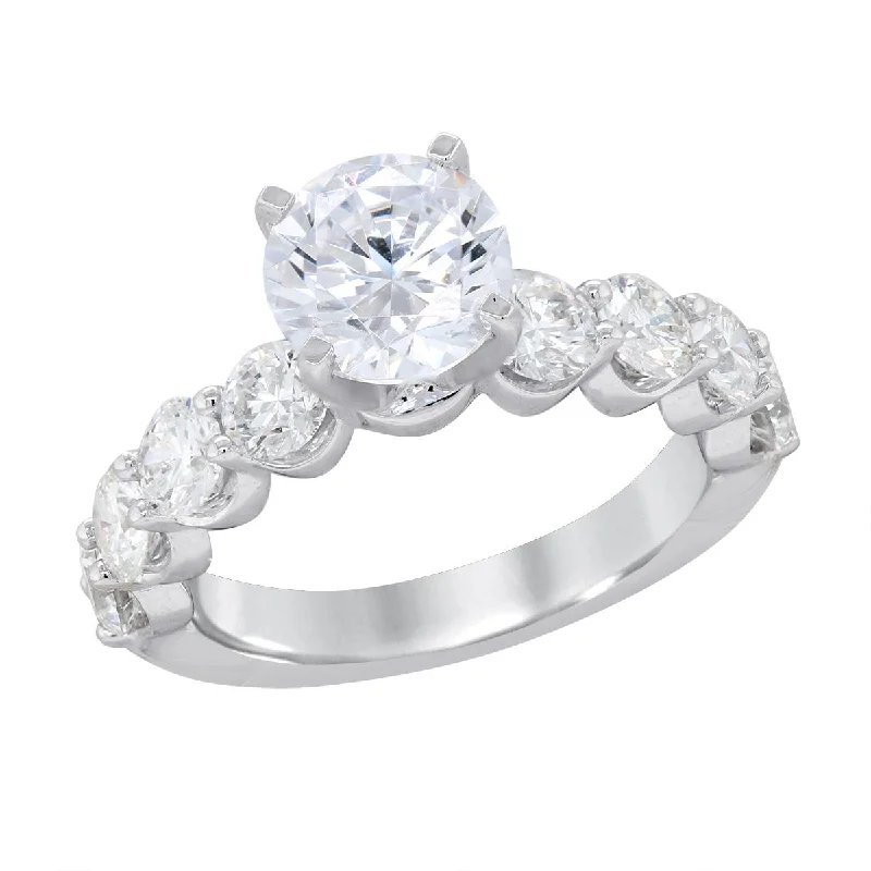 MODERN WHITE GOLD ENGAGEMENT RING WITH SCALLOPED SHANK, 1.92 CT TW