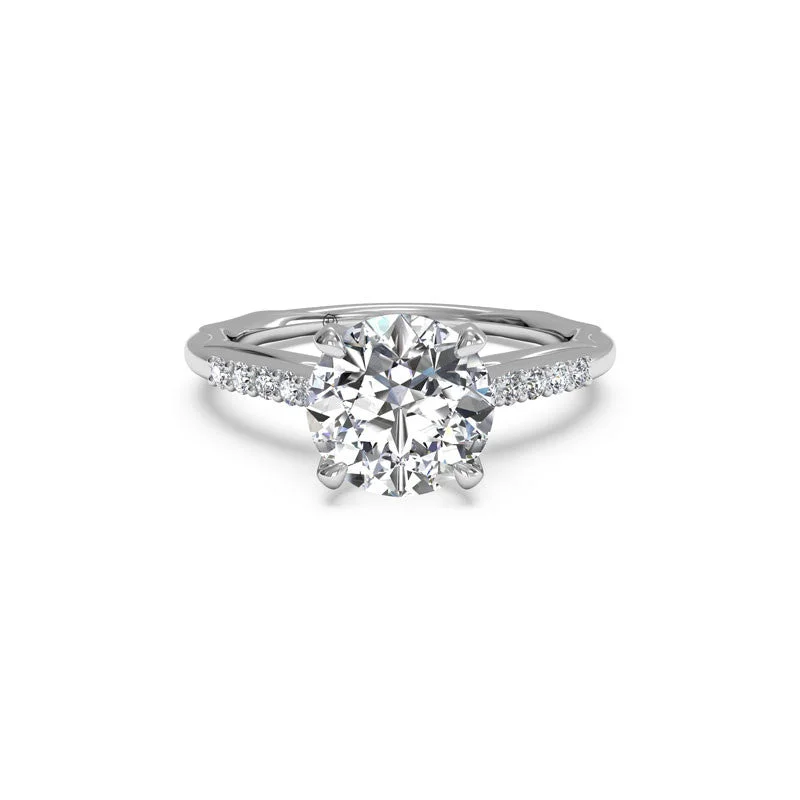 Modern French-Set Round Brilliant Diamond Engagement Ring