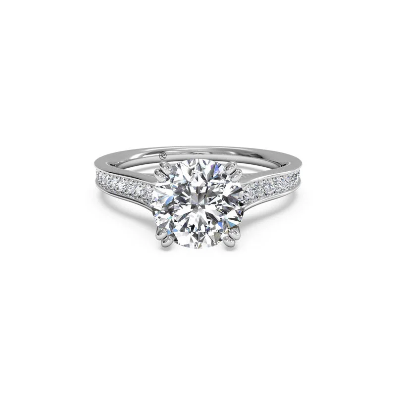 Round Brilliant Micropave Surprise Diamond Engagement Ring