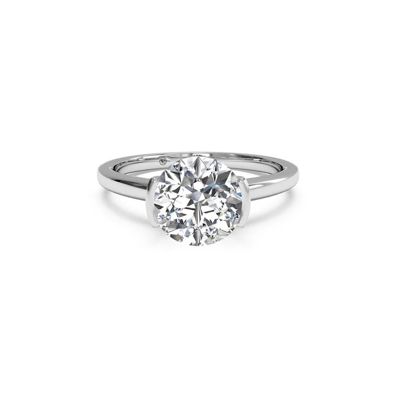 Semi-Bezel-Set Solitaire Round Brilliant Diamond Engagement Ring