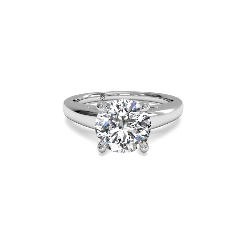 Solitaire Cathedral Surprise Diamond Round Engagement Ring