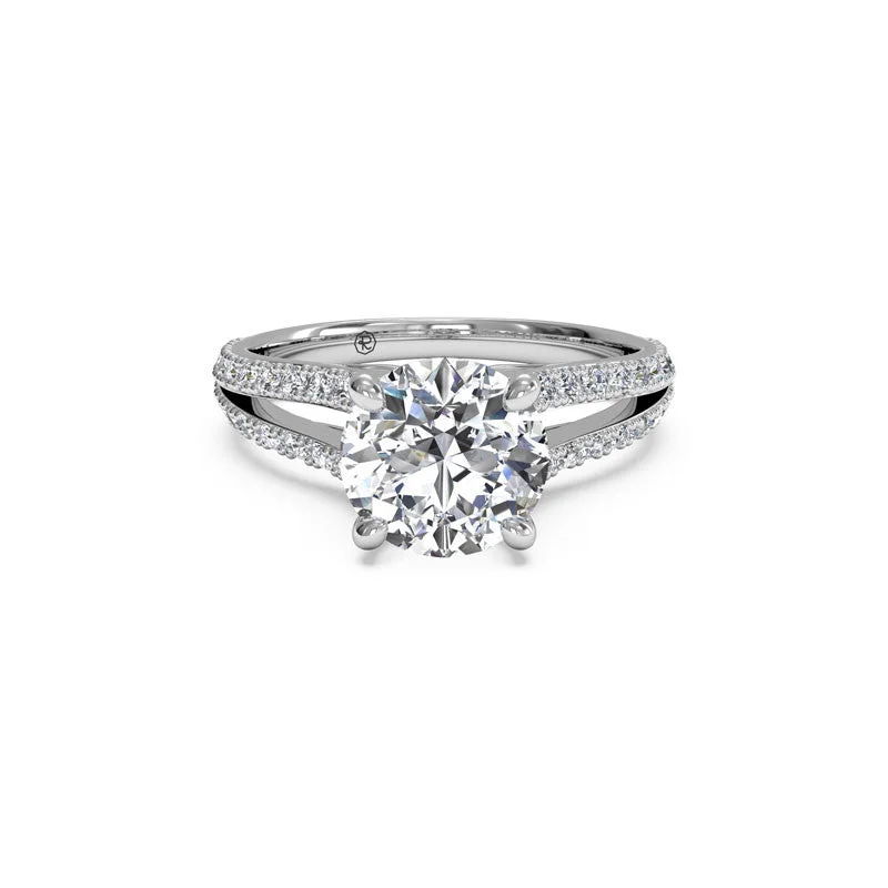 Split-Shank French-Set Round Brilliant Diamond Engagement Ring