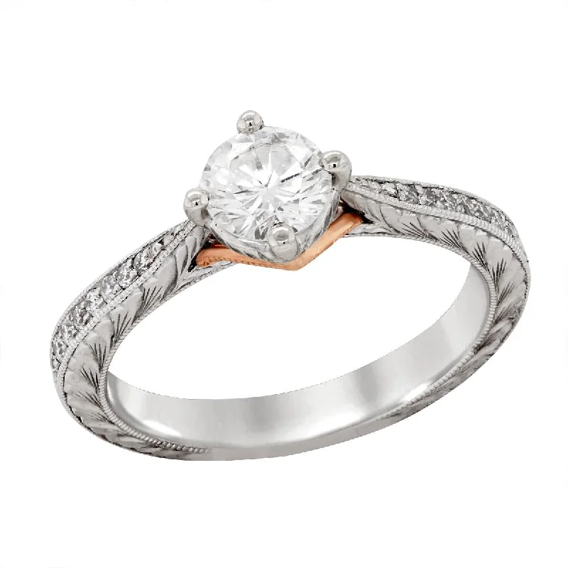 TWO-TONE DIAMOND ENGAGEMENT RING WITH MILGRAIN DETAILING, 0.71 CT TW