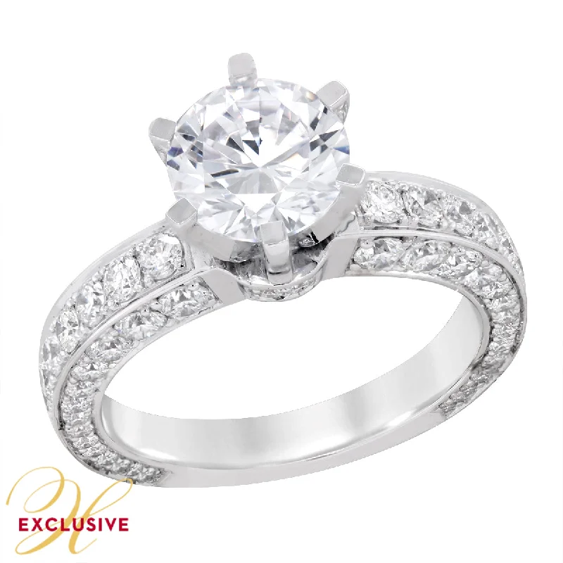 VINTAGE STYLE WHITE GOLD ENGAGEMENT RING SETTING WITH DIAMONDS, 1.72 CT TW