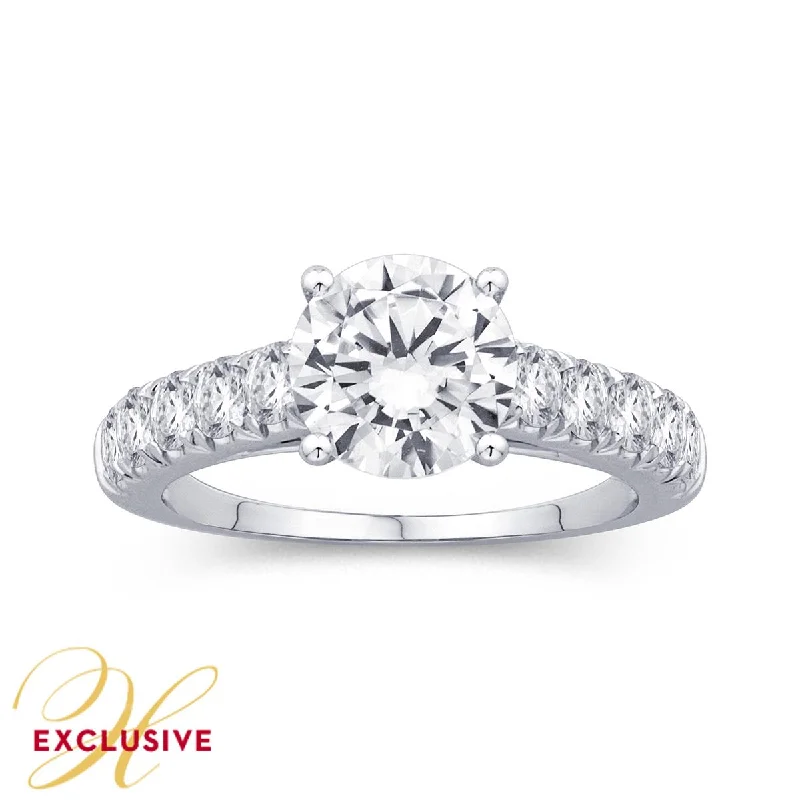 WHITE GOLD CATHEDRAL ENGAGEMENT RING SETTING, .90 CT TW