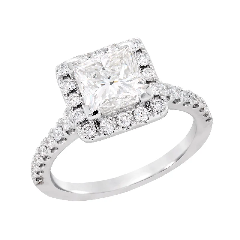 WHITE GOLD ENGAGEMENT RING WITH LAB GROWN PRINCESS CUT DIAMOND, 1.50 CT TW