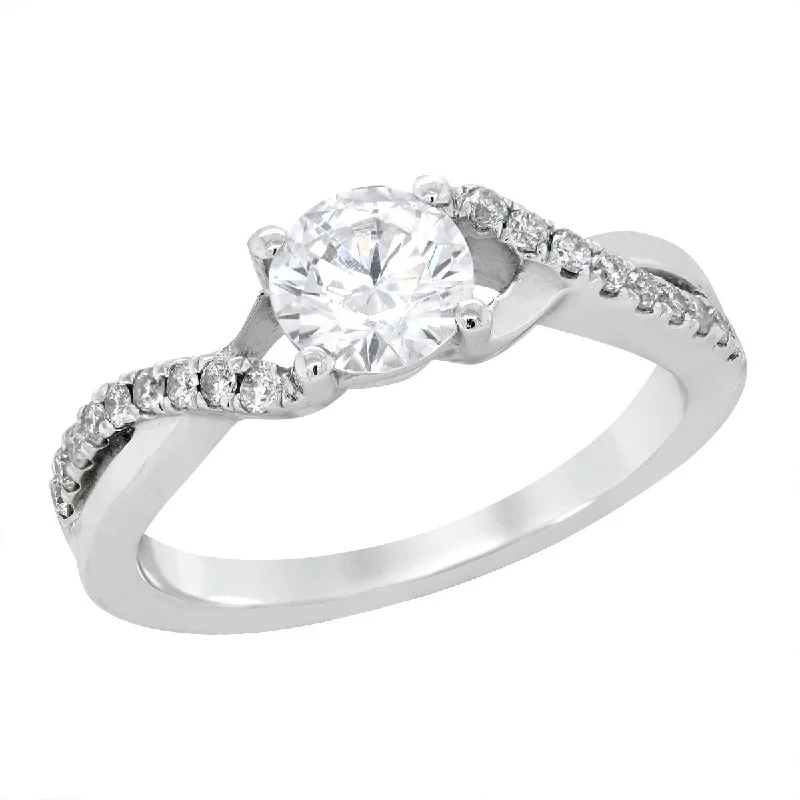 WHITE GOLD SPLIT SHANK ENGAGEMENT RING WITH 18 DIAMODNS, .20 CT TW