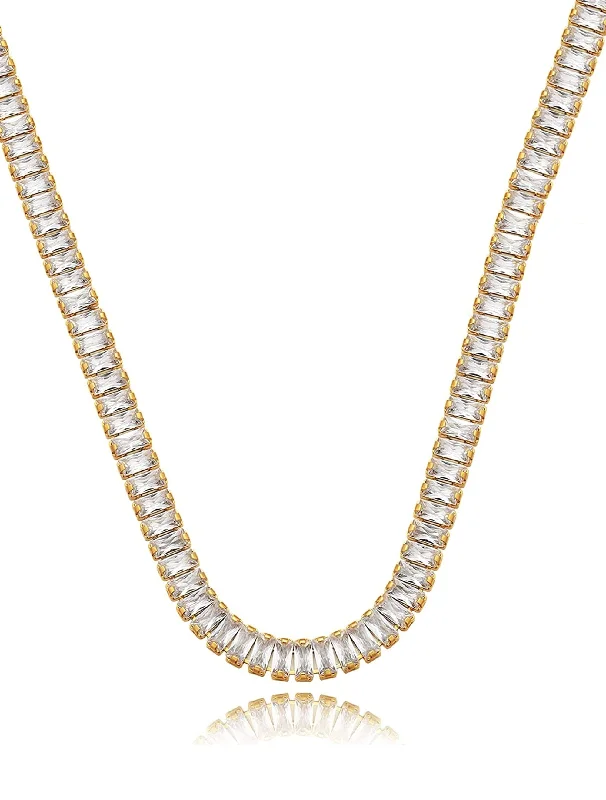 18k Gold Cz Tennis Necklace