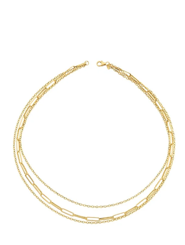 18k Gold Multi Row Layer Necklace