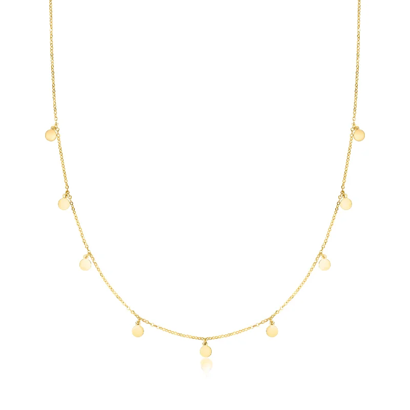 Canaria Italian 10kt Yellow Gold Mini Disc Station Necklace