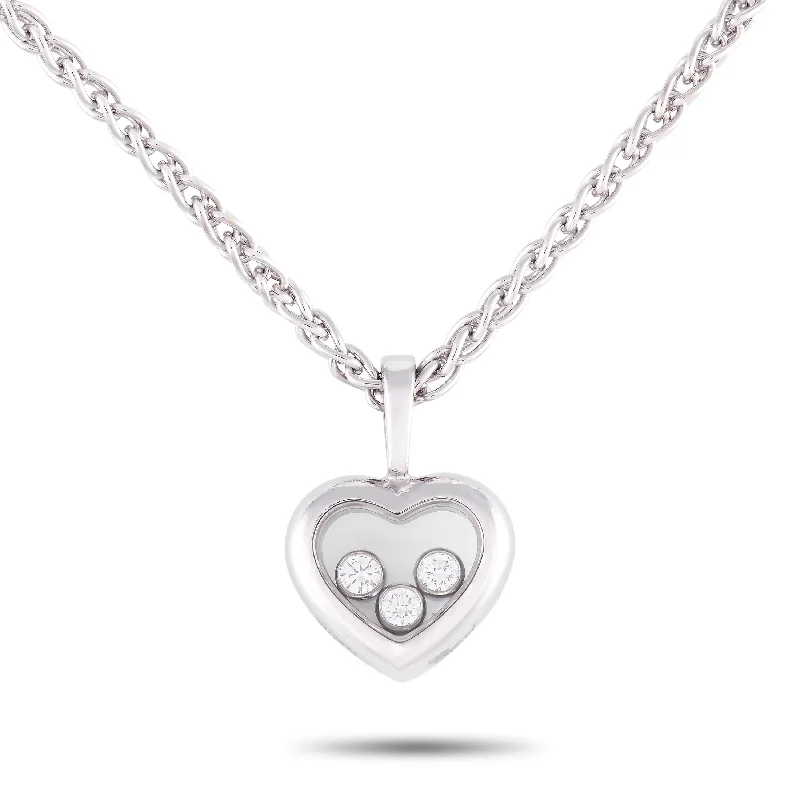 Chopard Happy Diamond 18K White Gold Diamond Heart Necklace CH01-093024