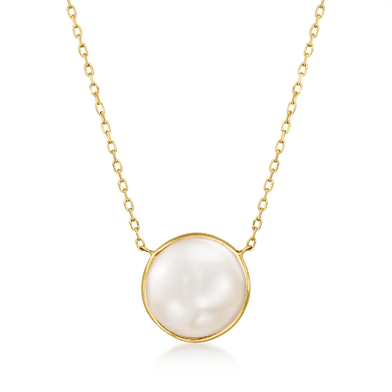 Ross-Simons 8-8.5mm Cultured Pearl Necklace in 14kt Yellow Gold