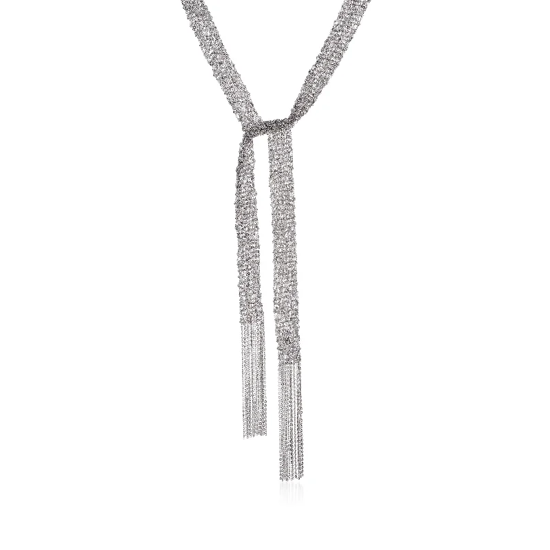 Ross-Simons Italian Sterling Silver Mesh Tie Necklace