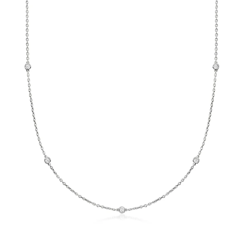 Ross-Simons Lab-Grown Diamond Station Necklace in Sterling Silver