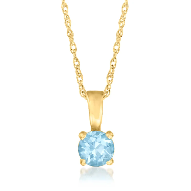 Ross-Simons Swiss Blue Topaz Pendant Necklace in 14kt Yellow Gold. 16 inches