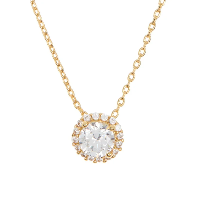 Adornia Swarovski Crystal Halo Necklace  gold