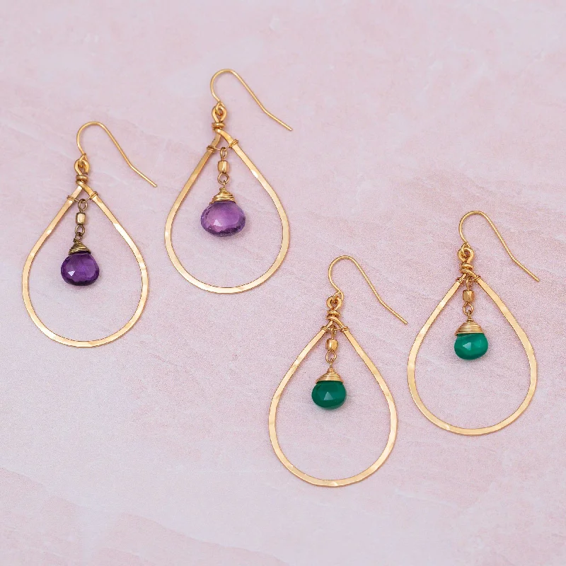 Gemstone Hoop Gold-Filled Earrings