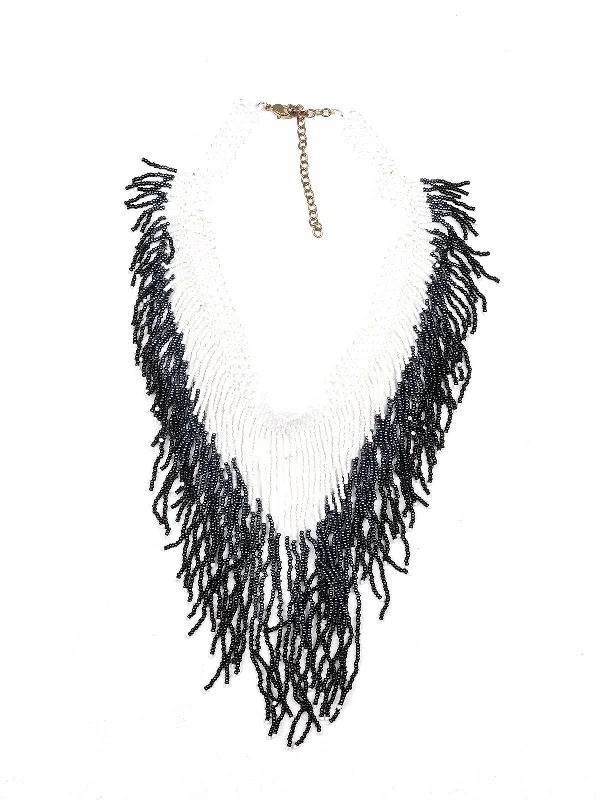 Odette Women Black And White Beaded Whimsical Gorgeous Necklace