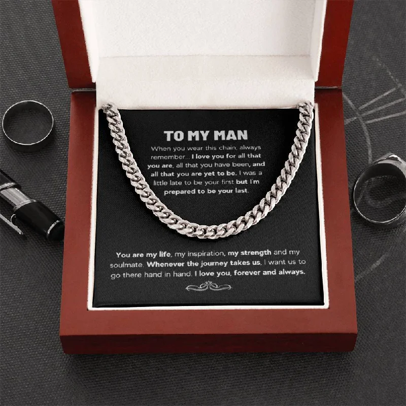 To My Man Chain Necklace Gifts For Husband Boyfriend Cuban Link Chain Necklace Anniversary To My Man Couples Present