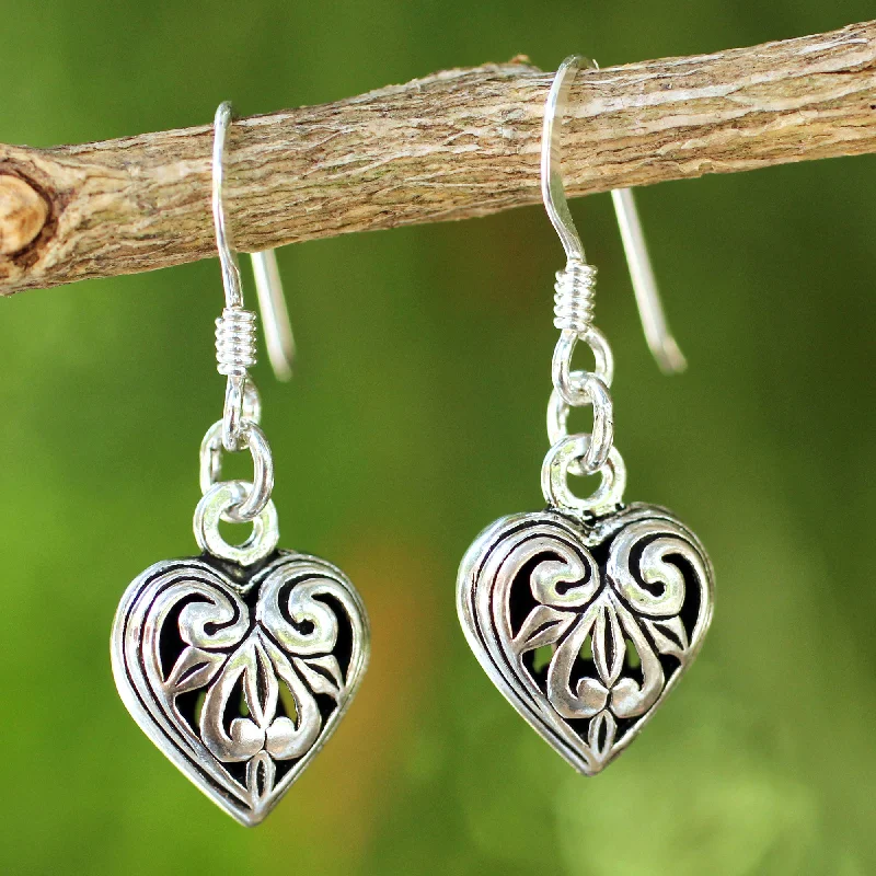 Filigree Heart Sterling Silver Earrings