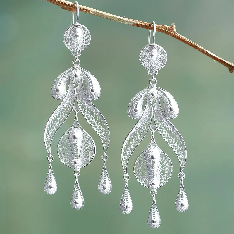 Filigree Teardrops Chandelier Earrings