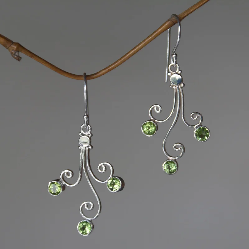 Lime Trio Sterling Silver and Peridot Dangle Earrings