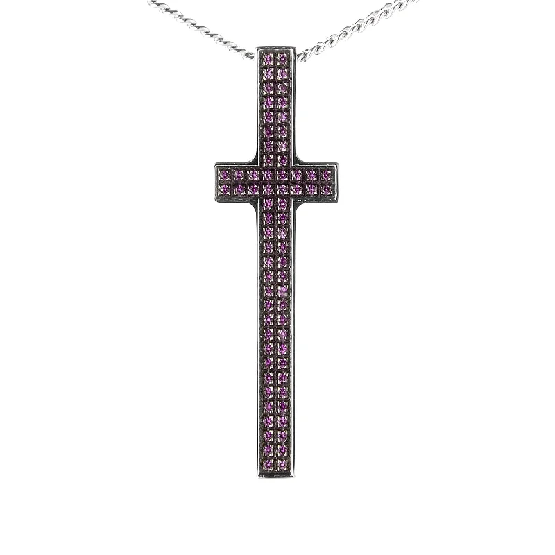 Pianegonda Silver and Ruby Cross Pendant Necklace CAVE0822