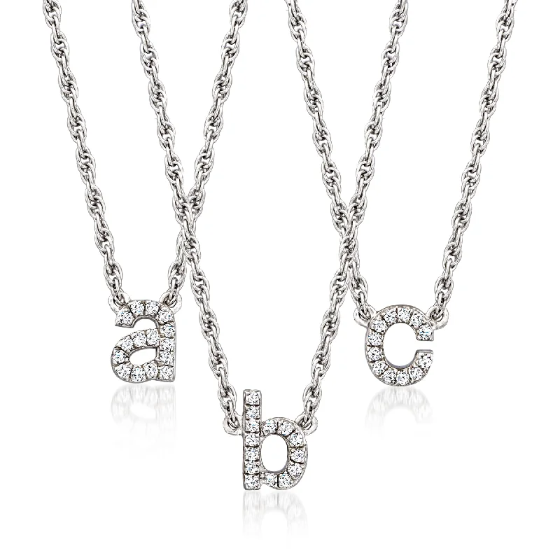 Ross-Simons Diamond Accent Mini Initial Necklace in Sterling Silver