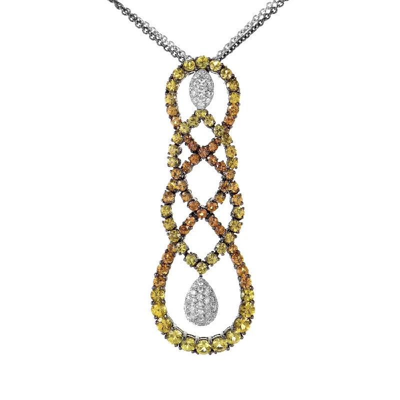 Salavetti 18K White Gold Multi Sapphire and Diamond Necklace SALAG01-080612